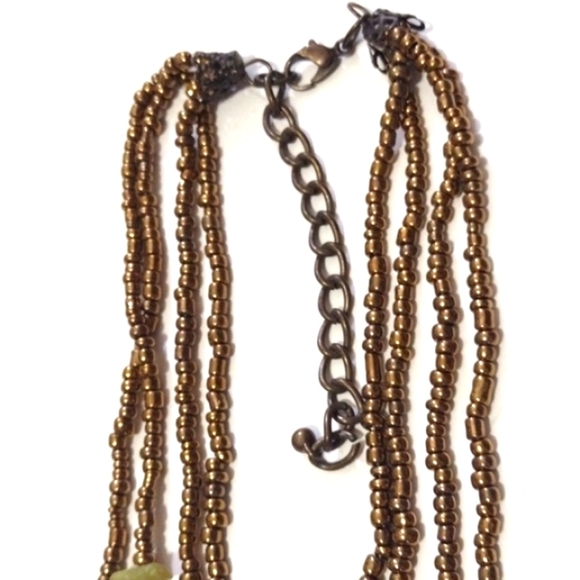 VINTAGE MULTI-COLORED MULTI-STRAND SHELL & STONE CHIPS BEADED 19-22" NECKLACE - Picture 6 of 9